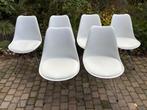 Moderne witte eetkamerstoelen met chromen poten 6 stuks, Ophalen, Wit, Zo goed als nieuw, Modern