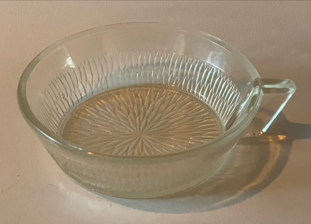 6 Glazen lage Schaaltjes met handvatje, Ophalen of Verzenden, Effen, Glas, Schaal of Schalen