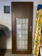 Oude deur met glas en lood. Zware kwaliteit., Doe-het-zelf en Verbouw, Ophalen, Gebruikt, 80 tot 100 cm, Binnendeur