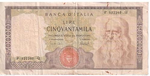 Italië 50000 Lire - Leonardo da Vinci Bankbiljet, Postzegels en Munten, Bankbiljetten | Europa | Niet-Eurobiljetten, Los biljet