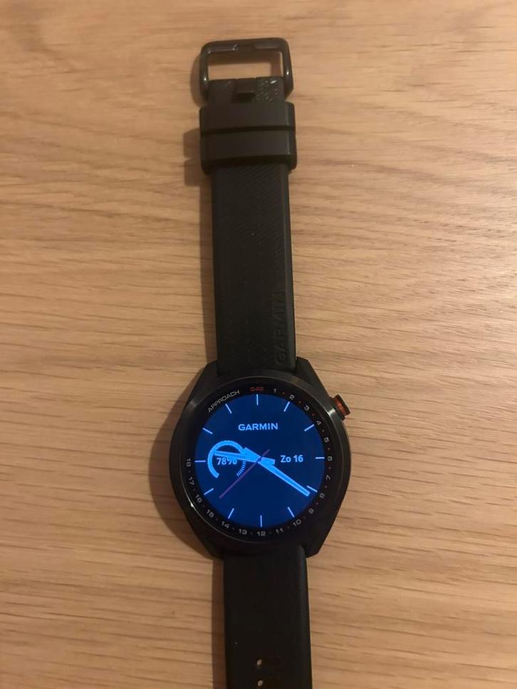 Garmin Approach S42 zwart golfhorloge, Sieraden, Tassen en Uiterlijk, Smartwatches, Zo goed als nieuw, Android, Zwart, Afstand