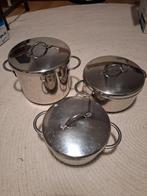 SIGG Switzerland RVS pannenset – 3 stuks + deksel (vintage), Huis en Inrichting, Keuken | Potten en Pannen, Ophalen of Verzenden