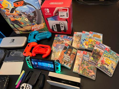 Nintendo Switch Oled 22+ games heel veel accessoires, Spelcomputers en Games, Spelcomputers | Nintendo Switch, Zo goed als nieuw