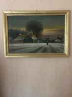 Schilderij Winterlandschap met Molen, Ophalen of Verzenden