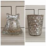 Theelichthouders set/2 voor Kerst in armeluis zilverlook., Ophalen of Verzenden