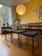 4 design eetkamerstoelen, Huis en Inrichting, Stoelen, Ophalen, Gebruikt, Zwart, Metaal
