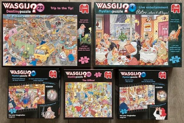 Set van 5 x Wasgij puzzels, Hobby en Vrije tijd, Denksport en Puzzels, Zo goed als nieuw, 500 t/m 1500 stukjes, Ophalen of Verzenden