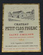Chateau Petit Clos Figeac 1985 Saint-Émilion vintage etiket, Rode wijn, Frankrijk, Ophalen of Verzenden, Zo goed als nieuw