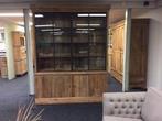 Vitrinekast Cabinet Teak 2metaaldeur 170cm breed actie prijs, Glas, 150 tot 200 cm, Nieuw, Ophalen of Verzenden