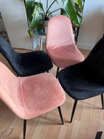 Eetkamer stoelen fluweel roze en zwart, Ophalen, Zo goed als nieuw, Overige kleuren, Vier