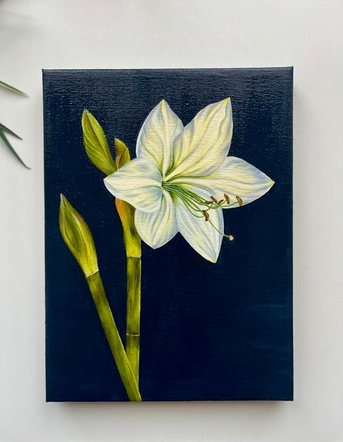 Origineel acryl schilderij - “Whispers of the Lily”, Antiek en Kunst, Kunst | Schilderijen | Modern, Ophalen of Verzenden