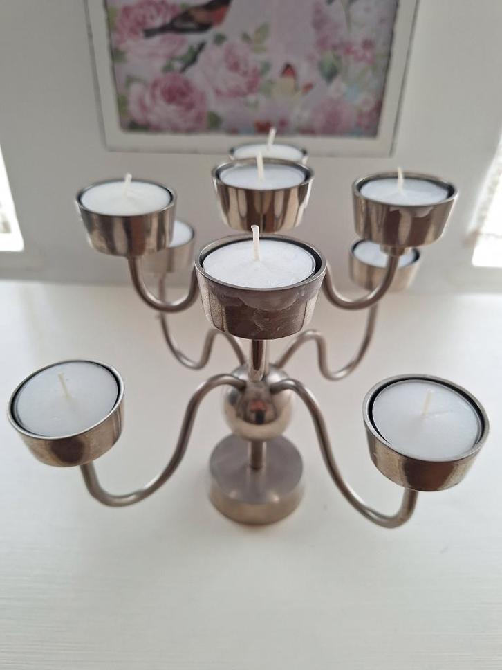 Roestvrijstalen kandelaar voor waxinelichtjes, Huis en Inrichting, Woonaccessoires | Kandelaars en Kaarsen, Gebruikt, Kandelaar