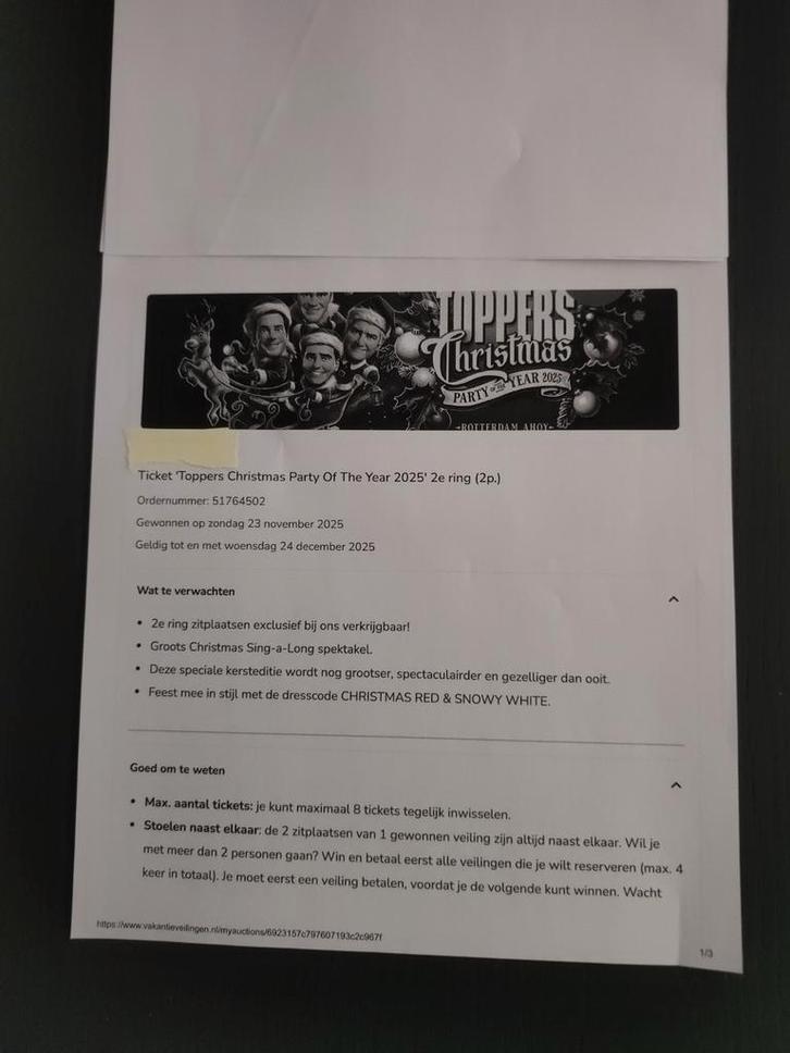 Tickets Toppers Christmas party of the year 2e ring (2 pers), Tickets en Kaartjes, Concerten | Overige, Twee personen, December