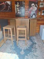 Houten Bar met 4 Krukken - Inklapbaar, Huis en Inrichting, Barren, Ophalen, Gebruikt, Inclusief barstoelen