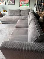Hoekbank ribstof grijs, Huis en Inrichting, Ophalen, Gebruikt