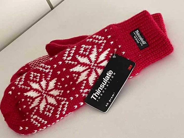 Dames 3M Thinsulate Gebreide Rood Wanten Maat:7.5 - Nieuw, Kleding | Dames, Mutsen, Sjaals en Handschoenen, Nieuw, Handschoenen