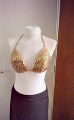 Gouden pailletten festval top, Kleding | Dames, Tops, Maat 38/40 (M), Overige kleuren, Verzenden, Zo goed als nieuw