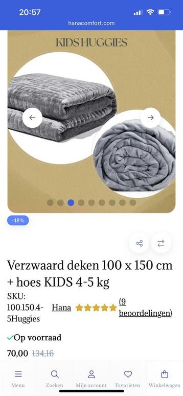 HANA zwaartedeken voor kind, 100 x 150 beschikbaar voor biedingen