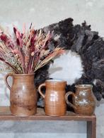 Oude antieke grespot zputglazuur schapenkrans droogboeket, Antiek en Kunst, Antiek | Keramiek en Aardewerk, Ophalen of Verzenden