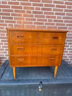 Vintage teakhouten 3-ladenkastje, Ophalen, O, O, Teakhout