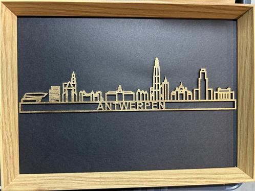 Skyline Antwerpen in frame, Antiek en Kunst, Kunst | Beelden en Houtsnijwerken, Verzenden