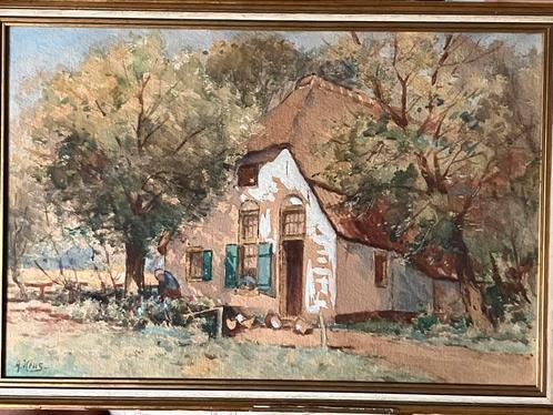 🔴PRACHTIGE AQUAREL Adriaan Keus BOERDERIJ kippen schilderij, Antiek en Kunst, Kunst | Schilderijen | Klassiek, Ophalen of Verzenden