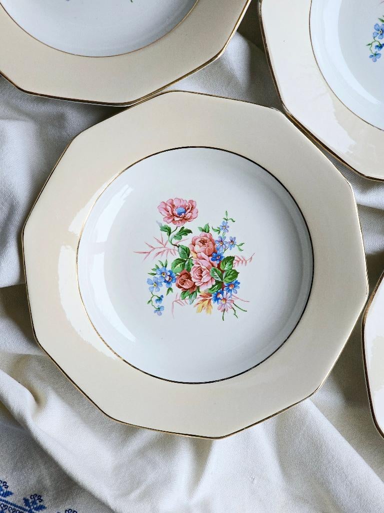 Set van 8 Franse diepe en platte borden Moulin des Loups, Antiek en Kunst, Antiek | Servies los, Ophalen of Verzenden