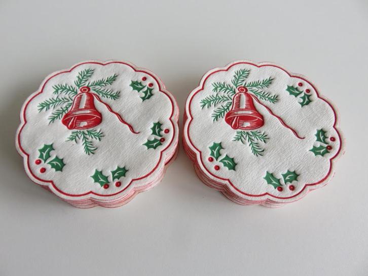 Vintage kerst onderzetters voor een glas kopje van servet, Diversen, Kerst, Zo goed als nieuw, Ophalen of Verzenden
