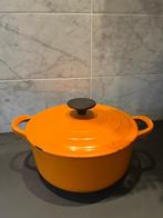 le creuset oranje pan vintage, Verzenden, Gebruikt, Gietijzer, Koekenpan of Braadpan