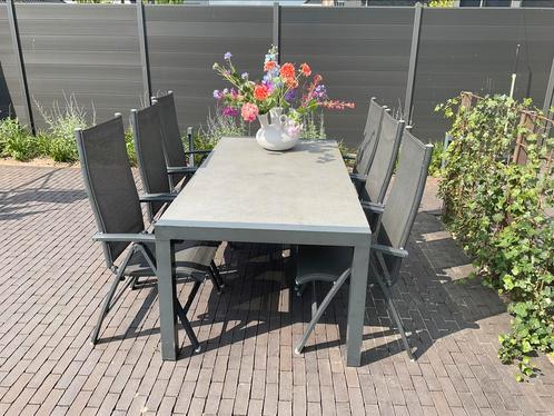 Tuinmeubelset met 6 lichtgewicht belaggio stoelen, Tuin en Terras, Tuinsets en Loungesets, Gebruikt, Tuinset, Aluminium, 6 zitplaatsen