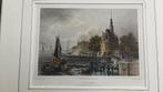 handgekleurde staalgravure aanzicht stad Hoorn / Hoofdtoren, Antiek en Kunst, Kunst | Etsen en Gravures, Ophalen of Verzenden