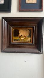 Schilerij met kippen E. Verveer, Antiek en Kunst, Ophalen of Verzenden