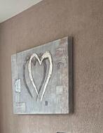 Wanddecoratie schilderij op doek , taupe grijs paars, Ophalen of Verzenden, Zo goed als nieuw