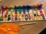 Educatief houten spel met letters, vormen en hengelen, Ophalen of Verzenden, Zo goed als nieuw, Puzzelen