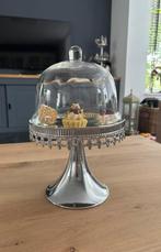 Glazen stolp op hoge metalen voet etagere decoratie, Ophalen, Zo goed als nieuw