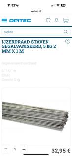 IJZERDRAAD STAVEN GEGALVANISEERD, 5 KG 2 MM X1M, Ophalen of Verzenden, Nieuw, Draad