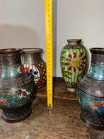 4 zeeeeer oude japanse vaasjes 2 van brons 2 cloisonneé, Ophalen of Verzenden