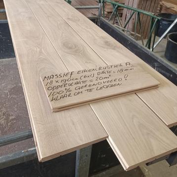 massief eiken houten vloer, 18cm br. opp. 20m2, 100% gerenov beschikbaar voor biedingen