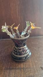 Vintage Murano glazen cocktailprikkers - vogel design, Ophalen of Verzenden