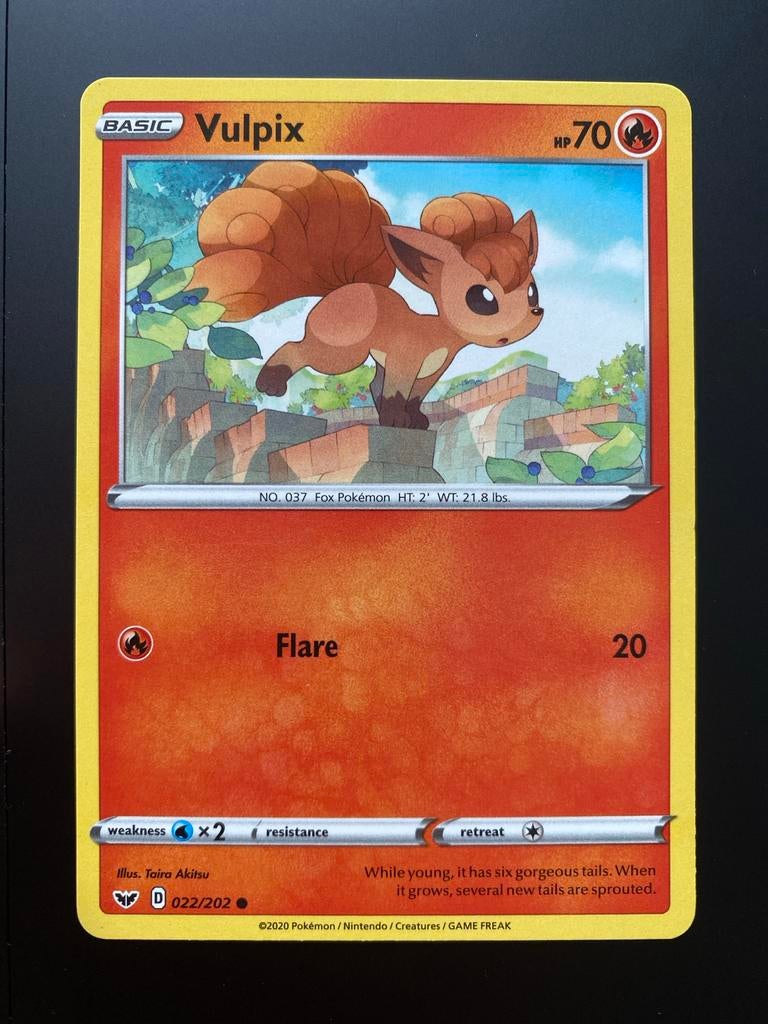 Vulpix 022/202 Pokémon Sworld & Shield Base Set Mint, Ophalen of Verzenden, Zo goed als nieuw, Losse kaart