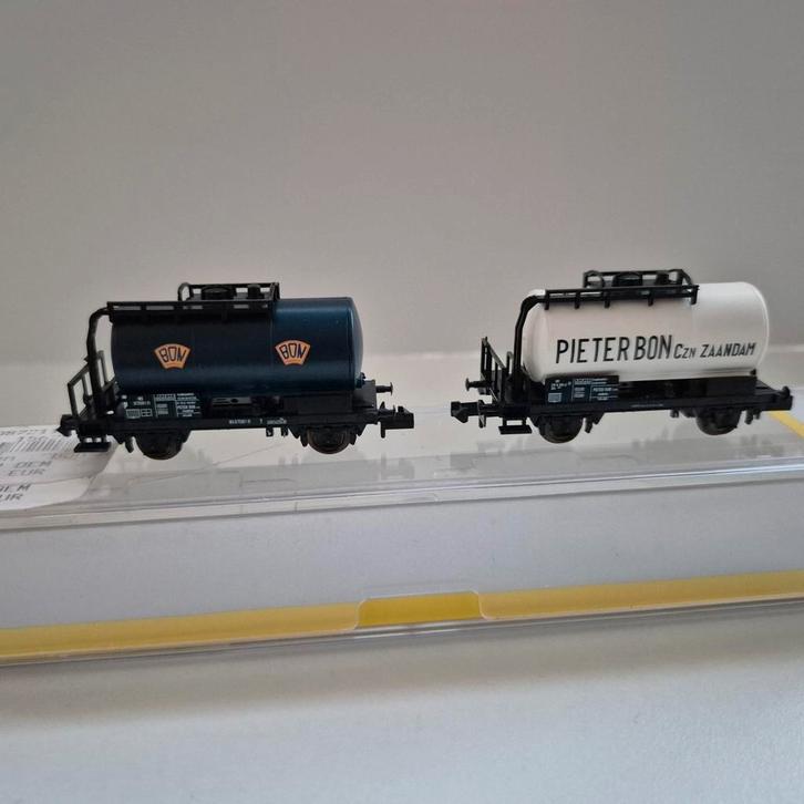 Minitrix 15625 NS set van 2 ketelwagens 'Pieter Bon', Hobby en Vrije tijd, Modeltreinen | N-Spoor, Nieuw, Wagon, Gelijkstroom