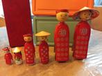 Vintage Vietnamees Houten Poppen Set, Ophalen of Verzenden