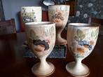 vier aardewerk wijnbekers met de hand beschilderd, Ophalen of Verzenden