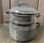 Emaille Rijstkoker Rijstpan Grijs Gewolkt, Antiek en Kunst, Ophalen of Verzenden
