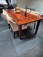 Teakhouten Eettafel met 6 Stoelen, Huis en Inrichting, Tafels | Eettafels, Gebruikt, 100 tot 150 cm, 200 cm of meer, Landelijk