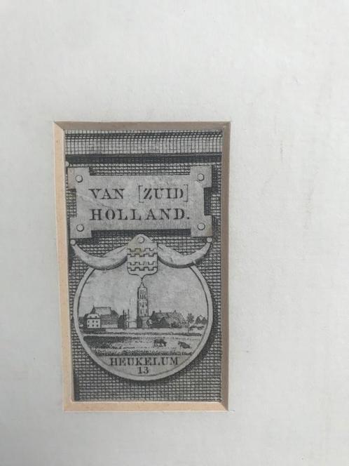 Heukelem, Buuren, Breukelen, miniatuurets C. Visscher 1729., Antiek en Kunst, Kunst | Etsen en Gravures, Ophalen of Verzenden