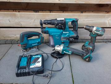 Makita 18v set boormachine decoupeerzaag slijptol schroefmac beschikbaar voor biedingen