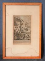 Gravure Le coq et la perle La Fontaine Fabel , J. Punt 1758, Antiek en Kunst, Ophalen of Verzenden