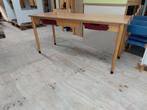 Unieke Schilte duo-leerlingtafel / sidetable met 2 lades, 100 tot 150 cm, Ophalen of Verzenden, Zo goed als nieuw, School / vintage
