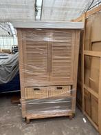 Luxe buffetkast in eiken met RVS details, kan ook buiten., Ophalen, 100 tot 150 cm, Info@new-trend.nl, Prins Hendriklaan 160, 2051 JJ Overveen